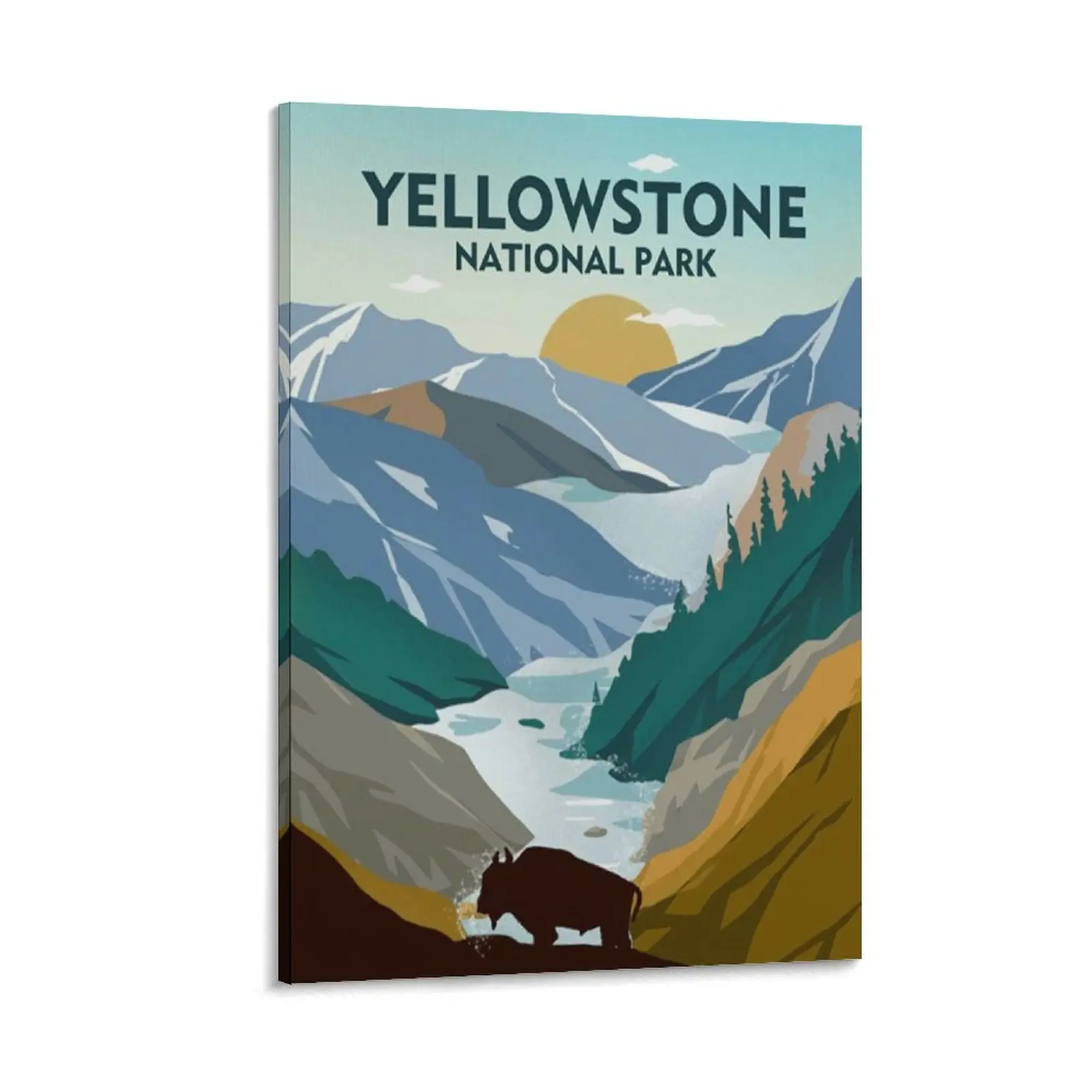 Yellowstone National Park Poster Travel Wall Art Yellowstone National Park Minimalist Decor Travel Poster Canvas Poster Bedroom Decor Sports Landscape Office Room Decor Gift Frames Ornaments Artistic Decoration Photo Print Frame-Style