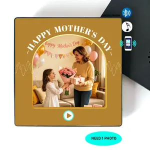 {anniversary gift}Custom Photo Bluetooth Music Fridge Magnet with Frame, Personalized Album Style Acrylic Player, Add Your Picture and Favorite Song, Creative Kitchen Decor, Perfect Gift for Mother’s Day, Birthday, Anniversary and Couples