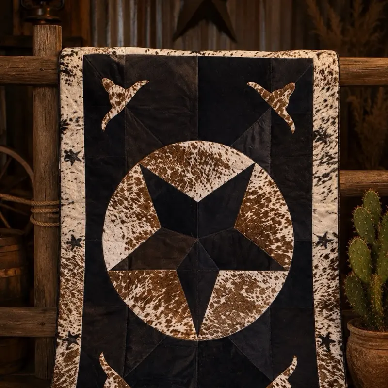 Tan and Black Cowhide Area Rug