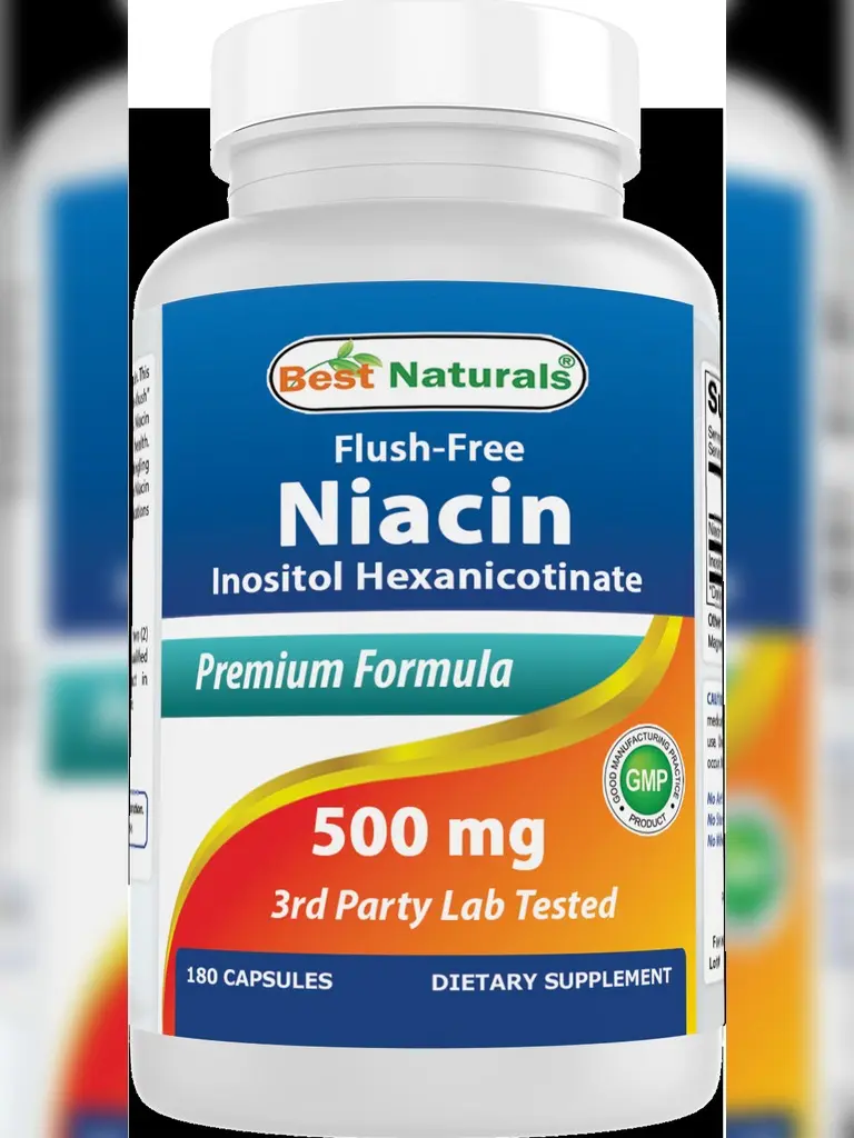 Best Naturals Flush-Free Niacin Inositol Hexanicotinate 500 mg 180 Capsules