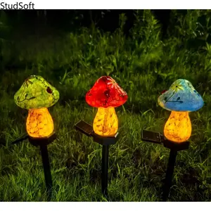 Solar LED Mushroom Garden Lights, Waterproof Resin Landscape Lamp, Outdoor Patio Yard Atmosphere Decor