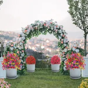 Faux Outdoor Flowers with Deep Ground Stakes, Realistic Artificial Violet Flower Bushes, UV Fade Resistant Plastic Plants for Garden Beds, Porch Planters, Patio, Balcony, Yard, Entryway and Farmhouse Outdoor Decoration