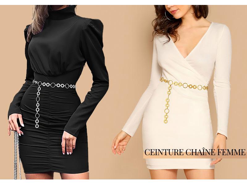 XZQTIVE Metal Waist Chain Belt Women Adjustable Body Link Belts Ladies Fashion Chain for Jeans Dress