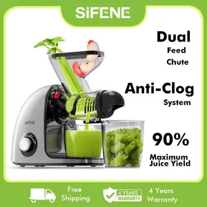 SiFENE Dual Mouth Cold Press Juicer Slow Masticating Juicer Machines for Fruit & Vegetable, High Juice Yield Extractor with Quiet Motor & Anti-Clog System, Easy to Clean