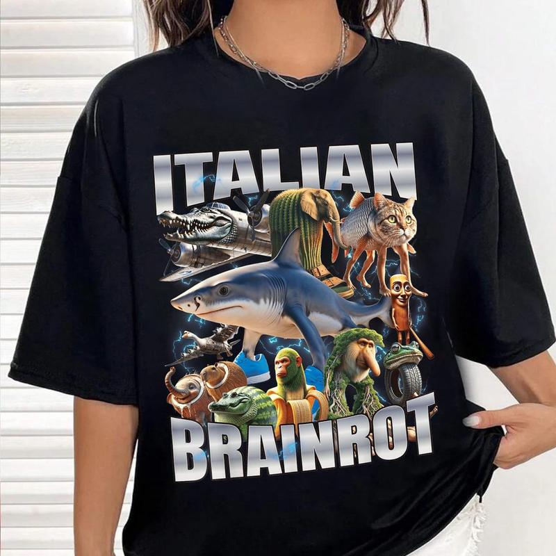 Italian Brainrot T-Shirt, Dank Memes Tshirt, Brainrot Shirt, Unhinged Clothes, Funny Meme T-shirt