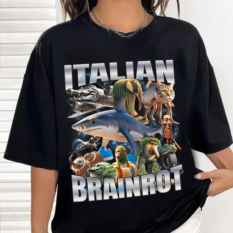 Italian Brainrot T-Shirt, Dank Memes Tshirt, Brainrot Shirt, Unhinged Clothes, Funny Meme T-shirt