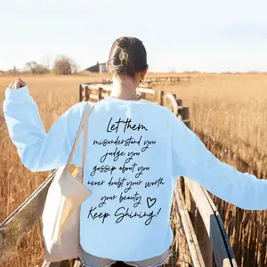 Women's loose-fitting crew neck long-sleeved pullover sweatshirt, casual style women's top