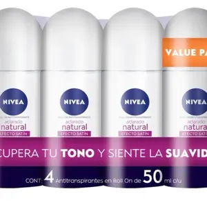 Nivea Deodorant Tono Natural Pack of 4 50ml Roll-on Antiperspirants - Body Care