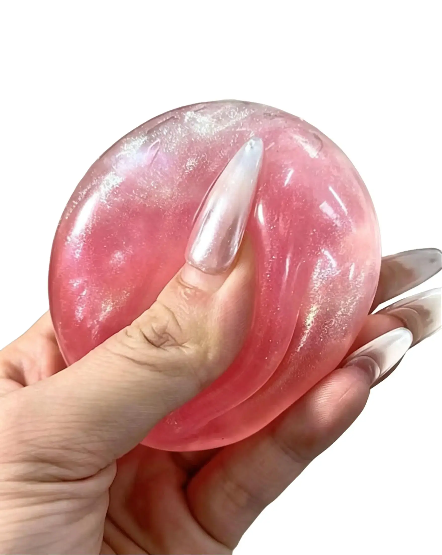 Chiboki Hard Glass Maltose Squishy Ball, Iridescent Mica Glitter Transparent Non-Rebound Stress Relief Toy, Multi-Style Pearl & Xmas Fillers Palm Fidget Toy, Ideal Birthday Holiday Party Favor Gift