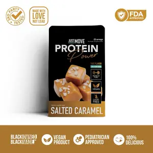 Just Move Protein - Salted Caramel - Vegan (Plant Based) Organic, Dairy Free, Soy Free, Gluten Free, Keto, Peanut Free, 20g Protein, Low Carb, Non GMO supplements fitness dietary supplement loaded workout Nutrition Powder Dessert Flavor Healthy Fruit