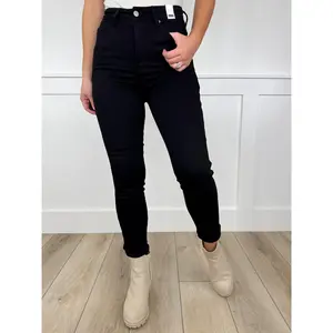 Judy Blue Blair Tummy Control High-Rise Skinny Raw Hem Black Jeans