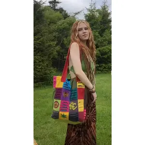 Keep Peace Upcycled Patchwork Tote Bag