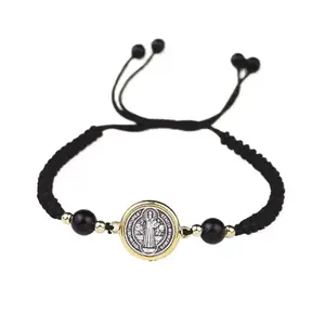 Catholic Bracelets St. Benedict Bracelet Couple Woven Bracelets Adjustable Black Bracelet