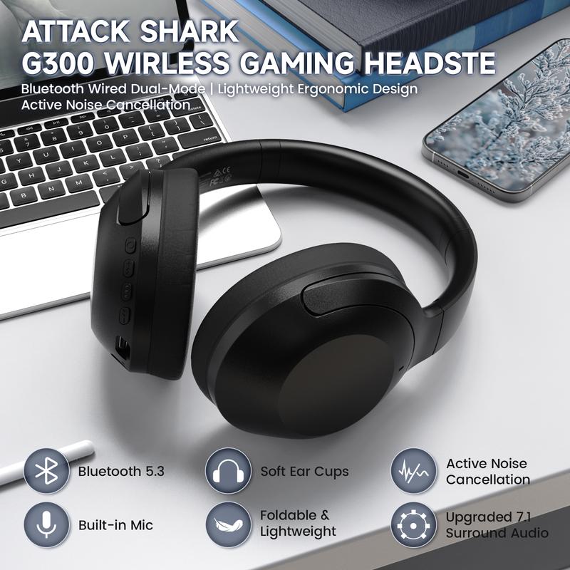 ATTACK SHARK X68HE Wired Gaming Keyboard & R1 Mouse Combo with G300 Active Noise Cancelling Gaming Headset,8KHz Magnetic Switch Keyboard, 16.8M RGB, Custom Actuation, 55g Ultra-Light Mouse with 18,000 DPI & Tri-Mode Connectivity for PC Mac Gamers