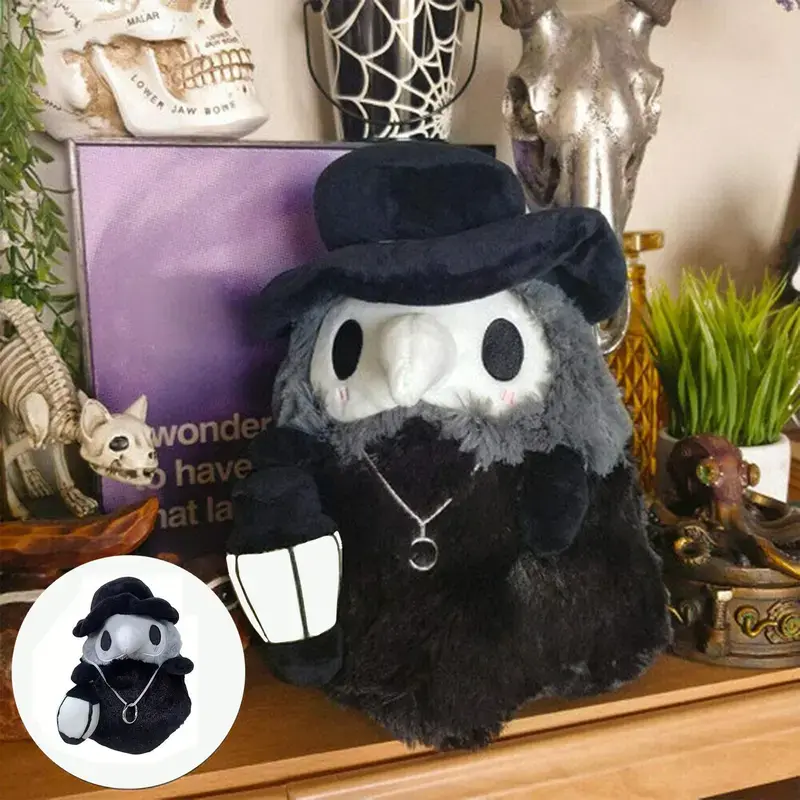 Stuffed Plague Doctor Design Plush Toy, Soft Huggable Horror Plushie Pillow, Gift for Children and Friends, Stuffed Animal Gifts, Halloween