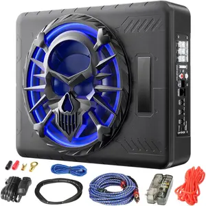 10" Slim Under Seat Subwoofers for Car/Truck/SUV|   Powered subwoofer car Audio|   Built-in Amplifier|   Remote Control|   Built-in Low Pass/Gain/Boost/Deep Bass