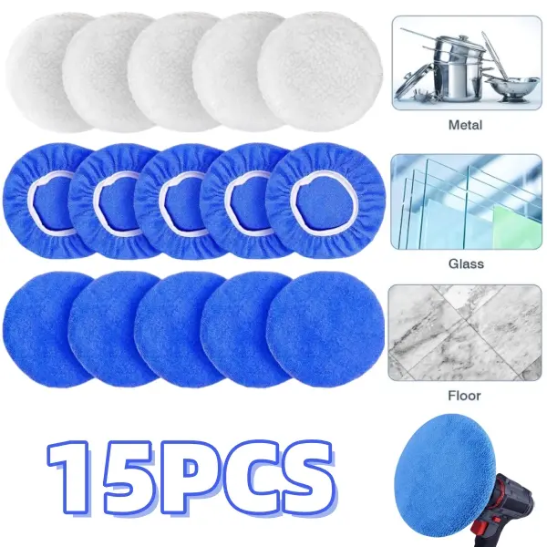 15-Piece Multi-Purpose Fabric Orbital Buffer Polisher Pad Bonnet Set - 5-6 in Elastic Waxing Sets for Car Maintenance Enthusiasts, Cost-Effective High Cost-Effectiveness Pads for Home Floor Polishing (Home Care Supplies)