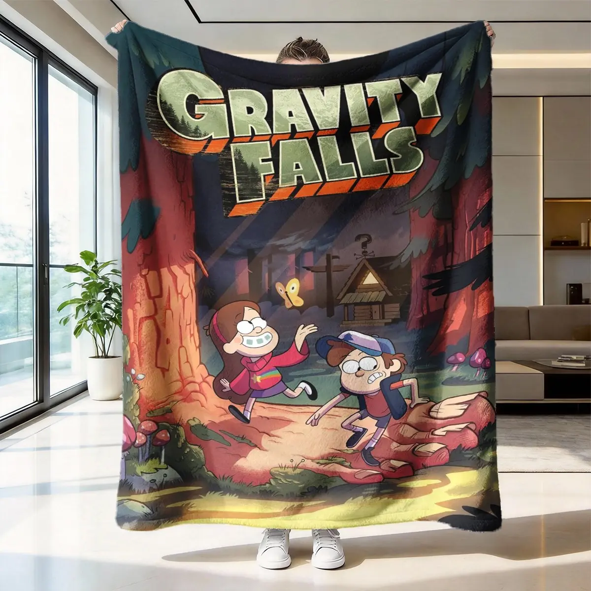 Gravity Falls Flannel Blanket, Soft and Cozy, Warm and Comfortable, Ideal for Sofa, Bedroom, Nap, Multi-Scene Use, Classic Style