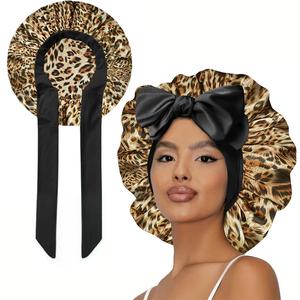New Double-Layer Satin Adjustable Nightcap with Straps Satin Lining Silk Cool for Women's Natural Curly Hair Gift for Women Fashion Accessory