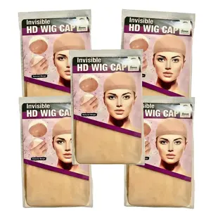 Women's wig cap 5 packs, 10 pieces Light Brown Stocking Wig Caps Stretchy Nylon Wig Caps for Women