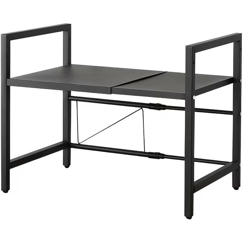 NETEL 2 Tier Expandable Microwave Shelf, Over Microwave Shelf, Worktop Stand, Kitchen Stand Up Oven, Microwave Rack with Hooks and Holder NETEL