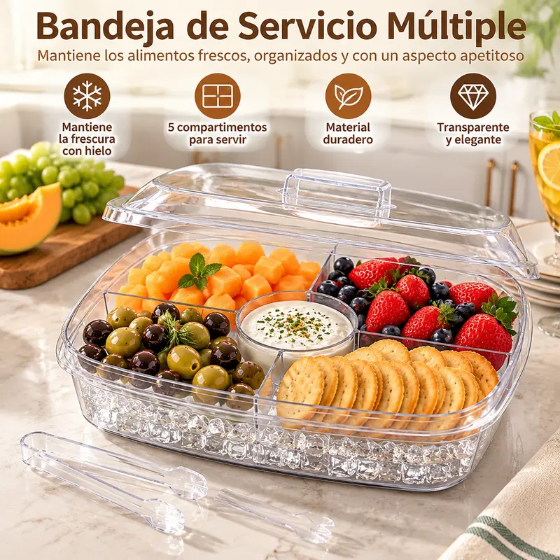 Transparent seasoning plate, the bottom can be put ice to keep fresh ...