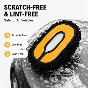 43'' Long Handle Microfiber Car Cleaning Tool, 15° Ergonomic Design, Retractable Durable Aluminum Pole, Scratch-Free Adjustable Kit for Vehicles & Home, Automotive Wash Detailing Products Accessories