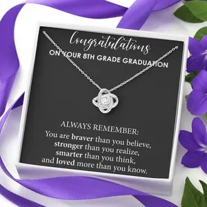 Middle School Grad Graduation Gift for Her, 8th Grade Graduation 2023 Gift Ideas, Middle School Grad Necklace, Graduation Gift for Daughter, Jewelry Message Card, Necklace Gifts For Birthday, Anniversary, Christmas Day, Thanksgiving