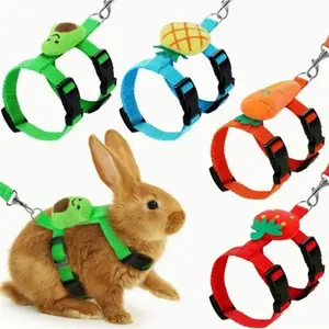 4-Piece Adjustable Small Pet Harness & Leash Set — Cute Fruit-Decorated Vest-Style Harness, Versatile Gear for Outdoor Walks and Various Activities