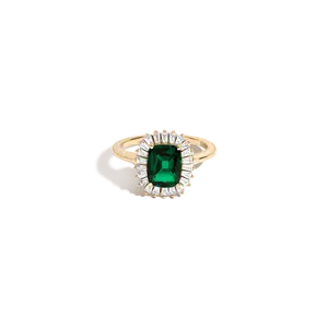 Lab Grown Green Emerald Alexandra Ring