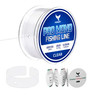 POWJOY Pro Monofilament Fishing Line with Knot Instruction Cards for Multi Purpose Cost Effective, Strong Yet Thin Nylon String for Big Fishes, Tangle-Free & UV Resistant, 15/20/30/50/80LB