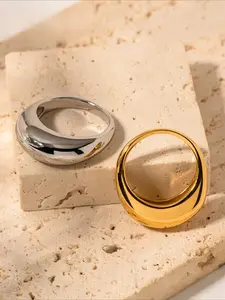 Women's Stainless Steel Ring, Fashionable Simple Round Design, Casual Commute Accessory, Versatile Daily Wear Jewelry