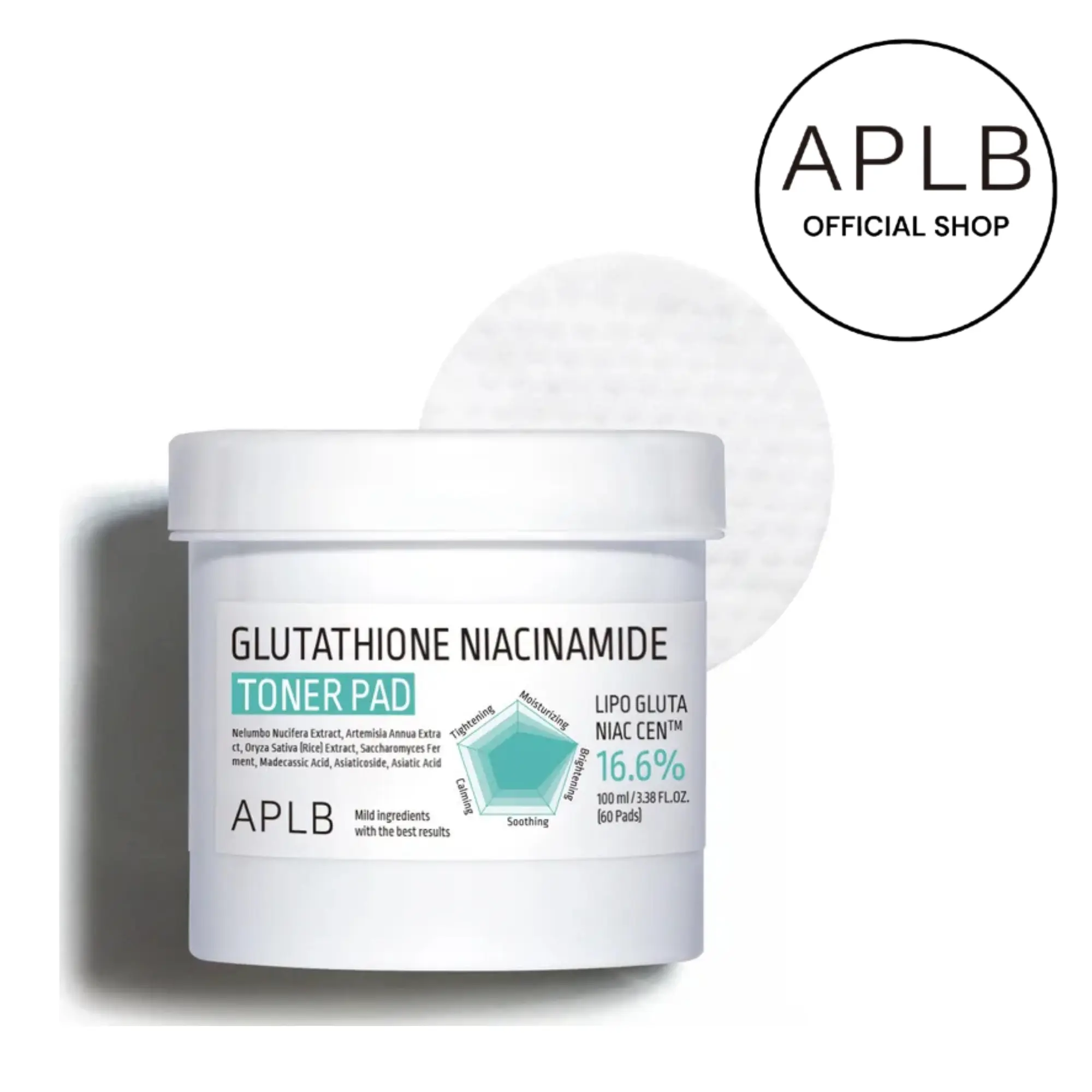 [APLB Official] APLB Glutathione-Niacinamide Toner Pad Pack, 60-Pads Hydrating Skincare for All Skin Types with Moisture Boost & Skin Repair Benefits