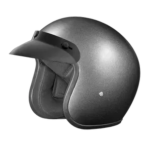 D.O.T. Daytona Cruiser 3/4 Shell Helmet Gun Metal Grey Metallic Finish FMVSS 218 Standards Smallest 3/4 Shell Helmet with Removable Visor