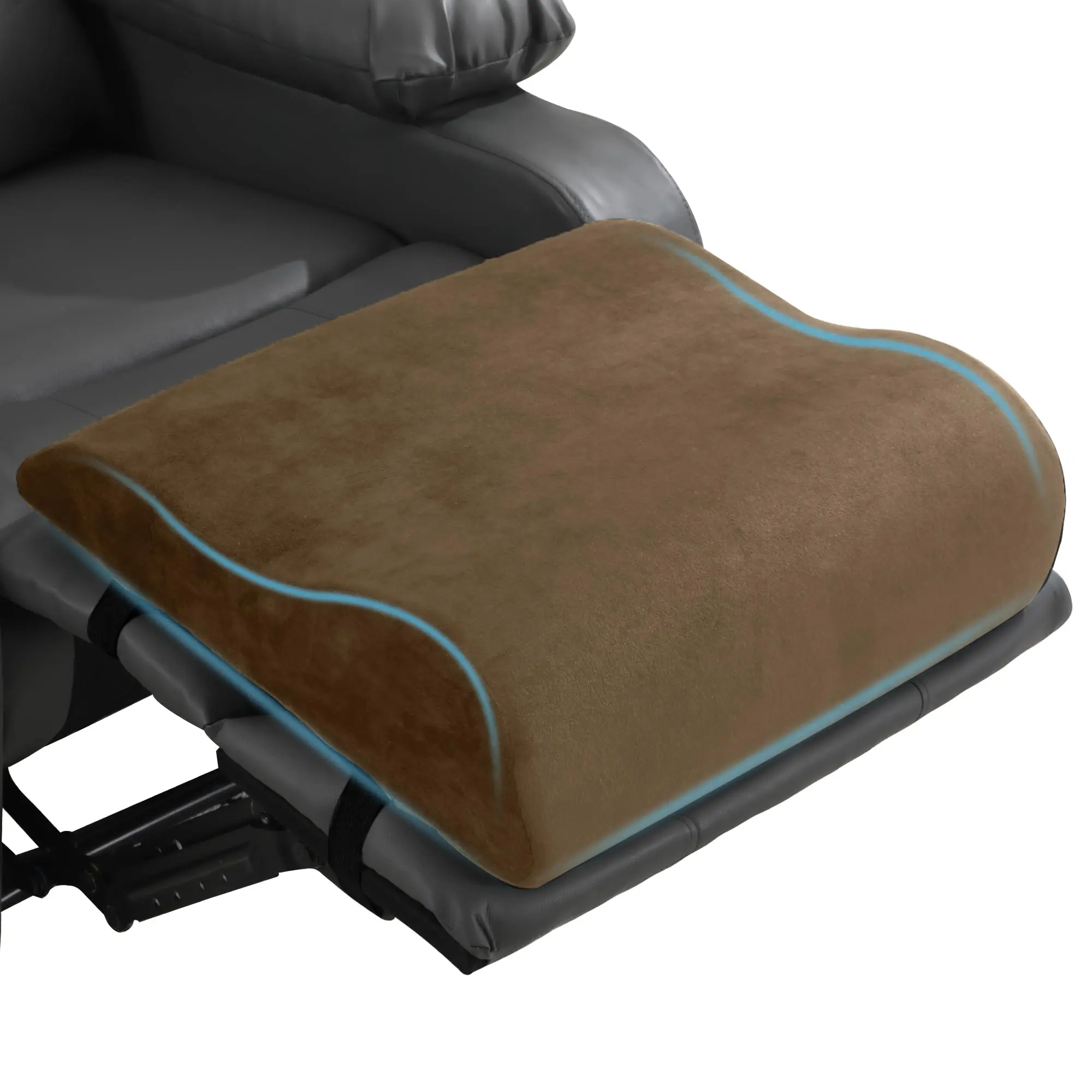 Extra Large Recliner Leg Pillow, Foam Foot Rest Cushion Wave Shape Recliner Footrest Extender, Multi Purpose Back & Lumbar Support Pillow for Bed, Sofa Couch, Coffee Color