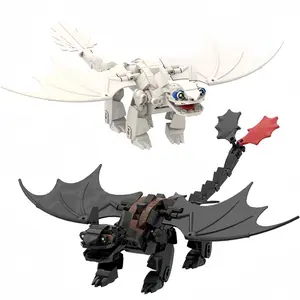 Fantasy Dragon Building Block Figures (Black & White 2 Styles) - Educational Building Toy for Boys, Trendy Collectible Desktop Decor
