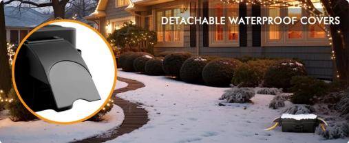 RESTMO Outdoor Electrical Box with Detachable Shield Covers, IP55 Waterproof Plug and Outlet Cover, Extension Cord Protector for Christmas Lights, Garden, Holiday Decorations – Black