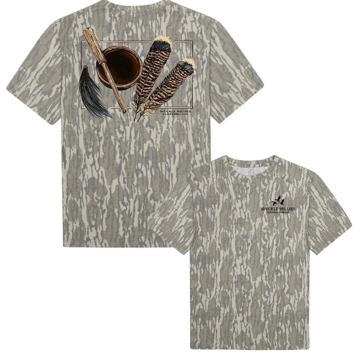 Speckle Bellies Outdoors Turkey Tools Camo Shirt 2, Men's Hunting Camo Shirt, Vintage 3D, Gift for Dad or Husban, Style 3D Camo Mossy Oak