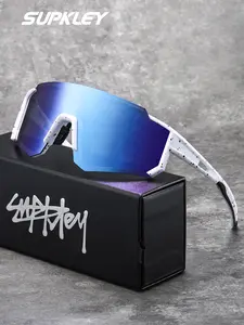 SUPKLEY Brand Upgraded Professional Men's Sunglasses UV400 Goggles High Gloss Comfort Rubber Nose Feet Colorful Two Tone Frame Rugged 3D Large Frame Unisex Polarized Sports Sunglasses