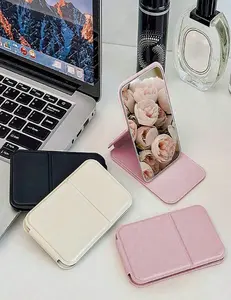 Portable Makeup Mirror, Made Of Polyurethane Leather, Foldable Travel Mirror, Suitable As Gift, Travel Essential, Cosmetics, Easy To Store Birthday Gifts Graduation Home Decor Back To School Room Decor School Supplies