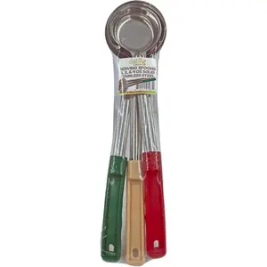 Stainless Steel Portion Control Serving Spoons Combo Packs (2oz, 3oz, 4oz Solid)