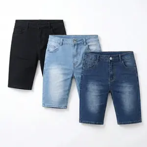 Men's Slim Fit Washed Denim Knee Length Shorts Mid Rise Multiple Color Options Stretch Breathable Comfortable Durable For Young Adult Summer Daily Wear Weekend Outings Beach Skate Street Casual