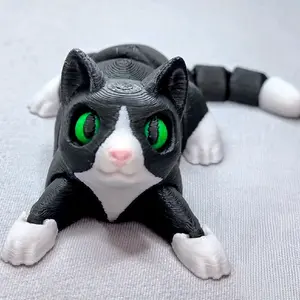 Tuxedo Cat Figure with Green Eyes and Detailed Black and White Design for Collectors