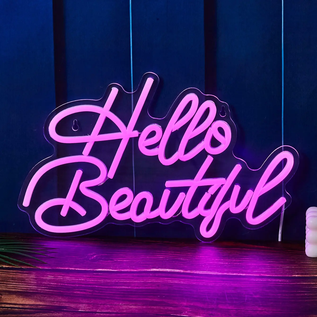 Hello Beautiful LED Neon Sign, Neon Lamps, Neon Light, Home Decor Lighting, USB Powered, Perfect Gift for Girls & Ladies, Ideal New Year & Christmas Present, Energy Efficient G Rating