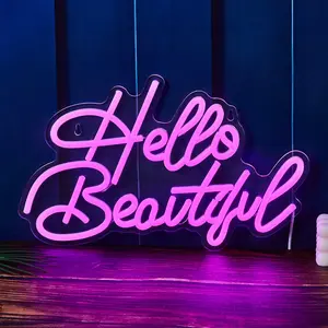 Hello Beautiful LED Neon Sign, Neon Lamps, USB Powered, Perfect Gift for Girls & Ladies, Ideal New Year & Christmas Present, Energy Efficient G Rating