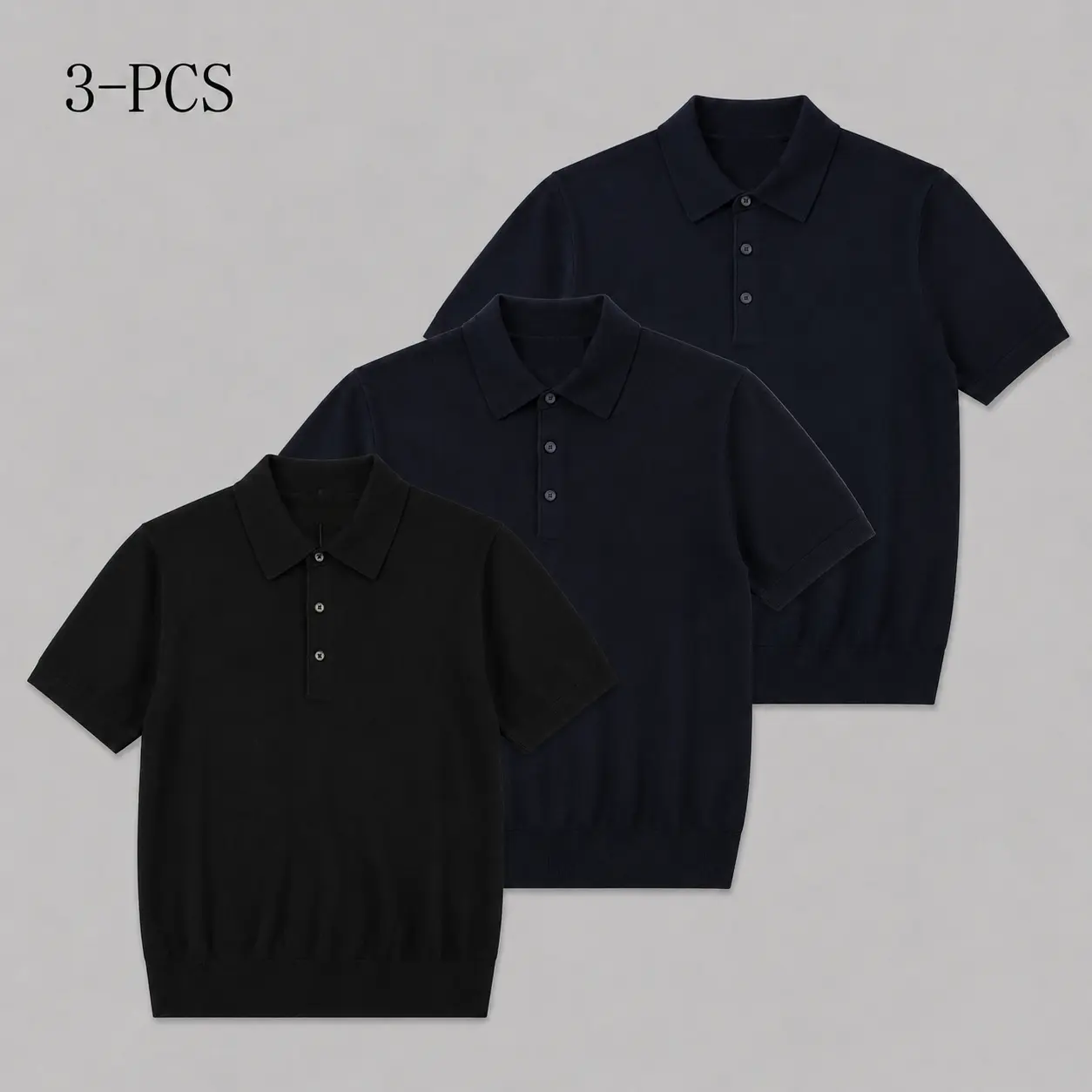 3pcs Black+Dark Gray+Navy Blue
