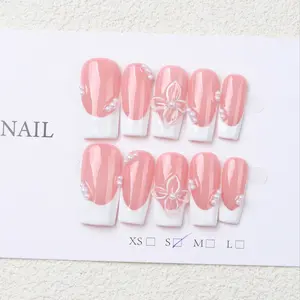 Handmade Acrylic Nail Set, Acrylic Press Nails, Pearl and Flower Decorations, Glossy Nude and Colors, Perfect for Weddings, Parties, Valentine's Day, Birthdays, Christmas Gifts