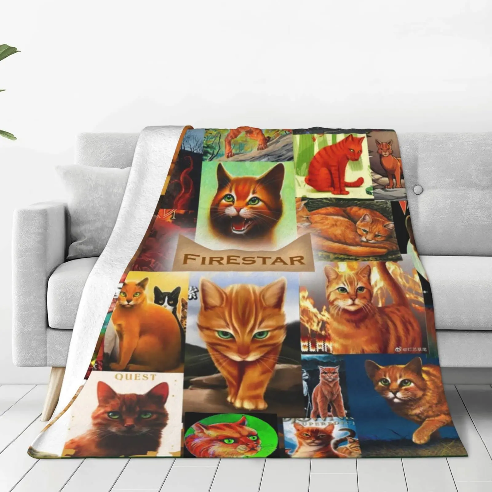 Warriors Cats Blanket Soft Cozy Fleece Throw Blanket Plush Lightweight Warm Fuzzy Flannel Blankets and Throws for Couch Sofa Bed Brown