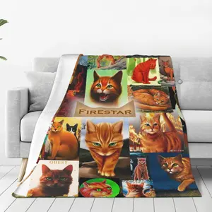 Warriors Cats Blanket Soft Cozy Fleece Throw Blanket Plush Lightweight Warm Fuzzy Flannel Blankets and Throws for Couch Sofa Bed Brown