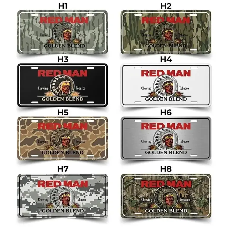 Red Man Chewing Vintage Tobaccos License Plate - 12x6 Aluminum Made in USA Front Car Tag, Retro Southern Americana Vanity Plate for Trucks, Old School Country Garage Auto Decor, Nostalgic Gift for Men